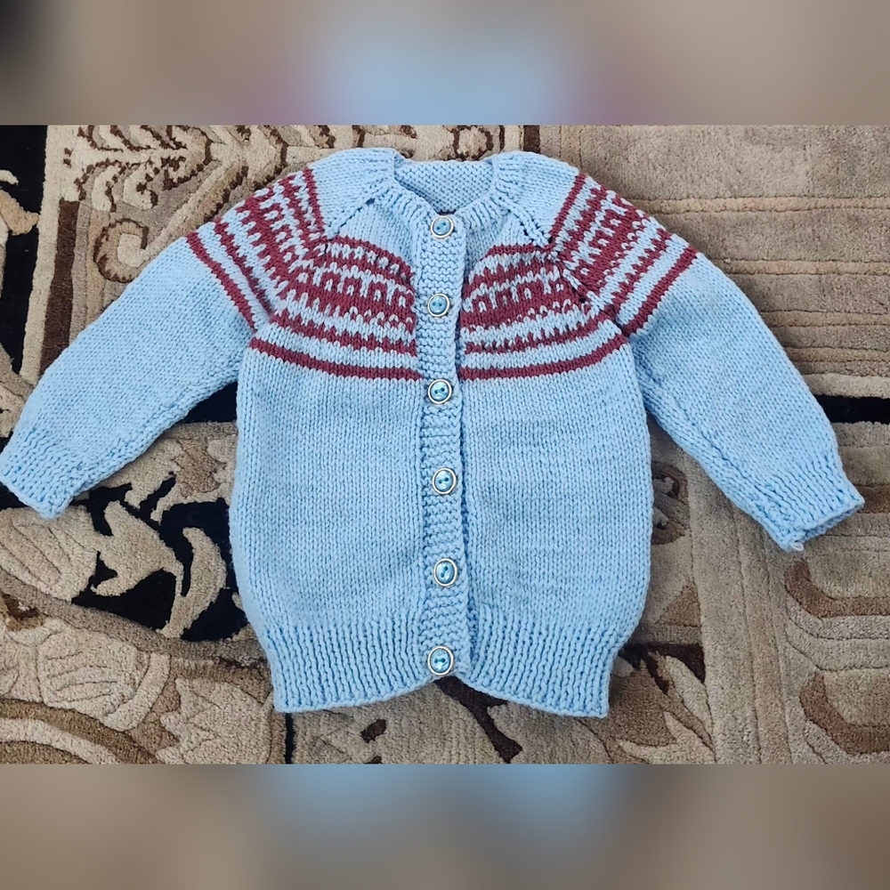 Handmade Charming Blue Kids Knit Sweater
